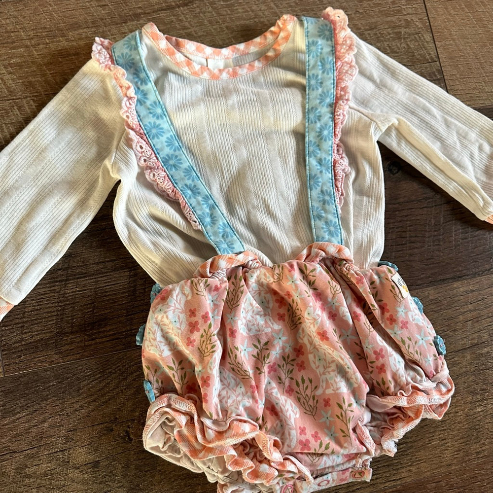 Baby Wild Flowers Overalls 24 Months White Pink Floral